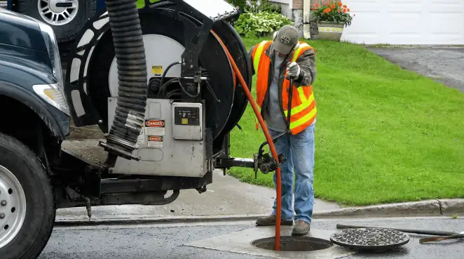 Technician using specialized drainage equipment for sewer line cleaning and foundation protection in Bradenton, FL