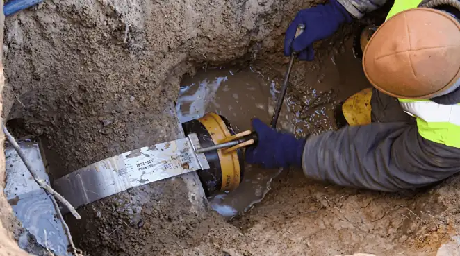 Technician performing underground drainage repair for foundation protection and gutter systems in Bradenton, FL